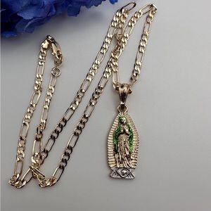 Brazilian 18k Gold Filled Virgen De Guadalupe Necklace